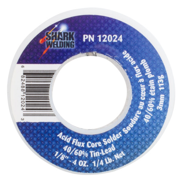 Acid Flux Core Solder 1/8" 40/60% Tin-Lead - 1/4 lb. Spool - 12024