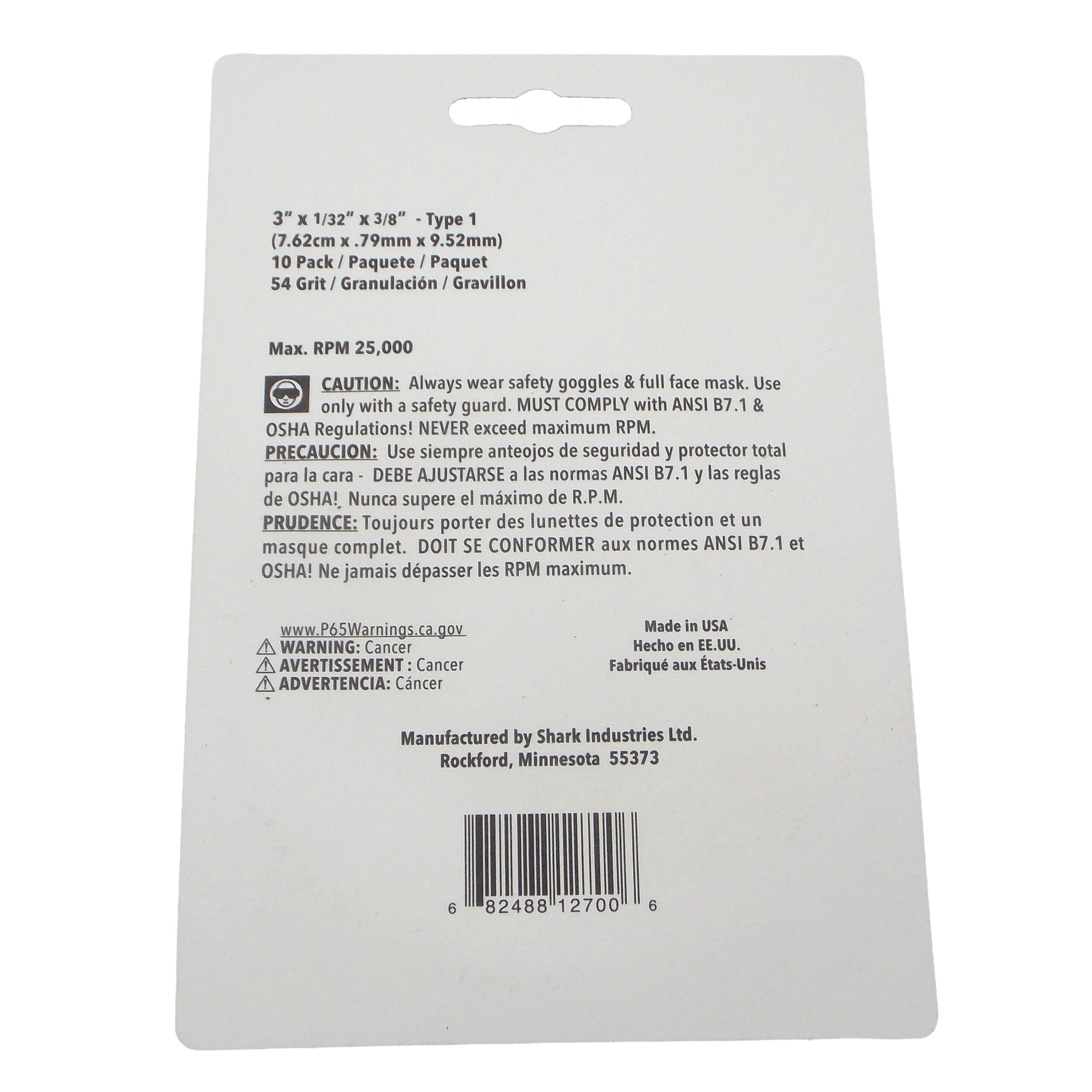 10 PK | Cut-Off Wheel - Aluminum Oxide - 3" x 1/32" x 3/8" - 54 Grit - Made in USA - Image 4