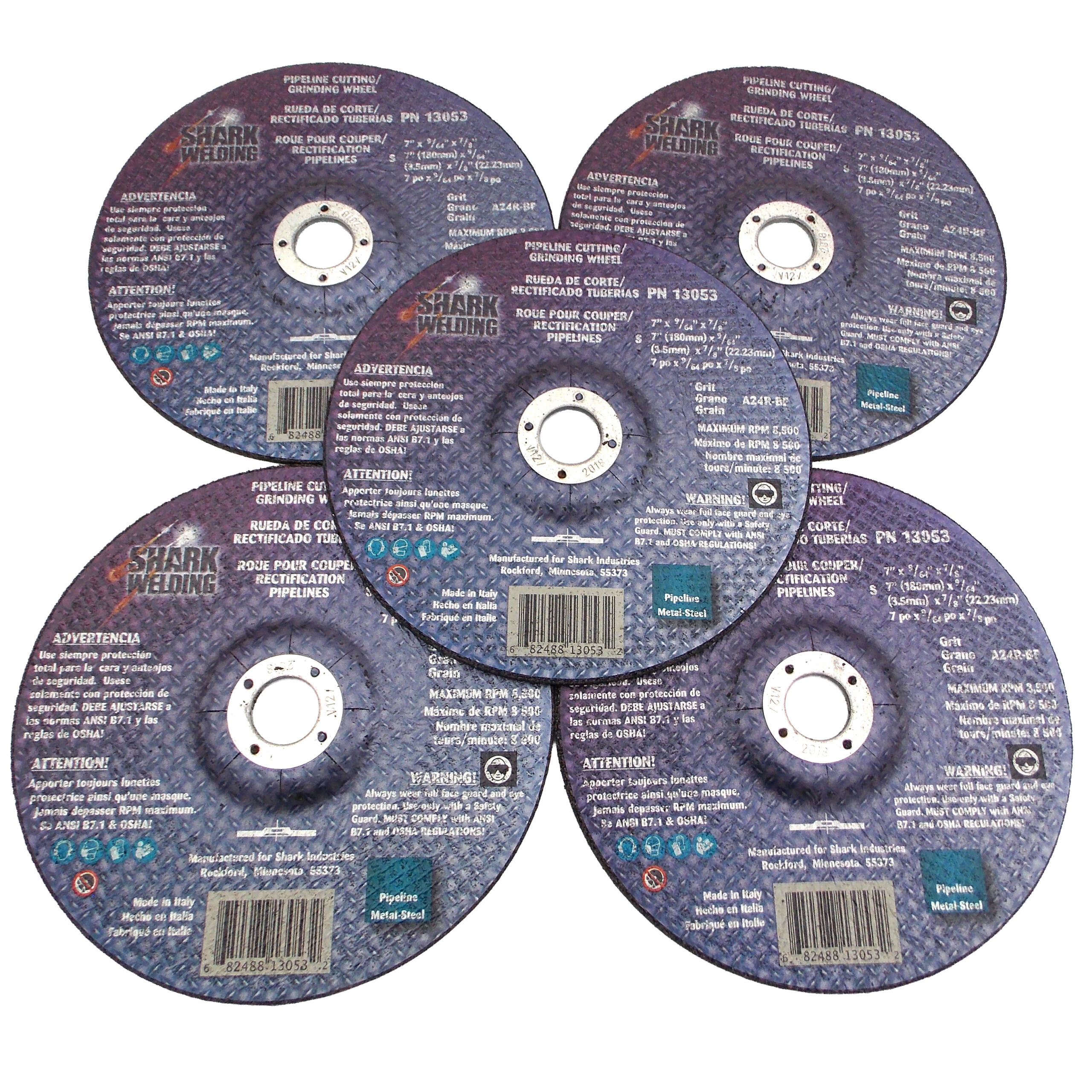 5 PK | Cut-off/Light Grinding Wheel - Type 27 for Pipeline. 7" x 1/8" x 7/8" - Image 4