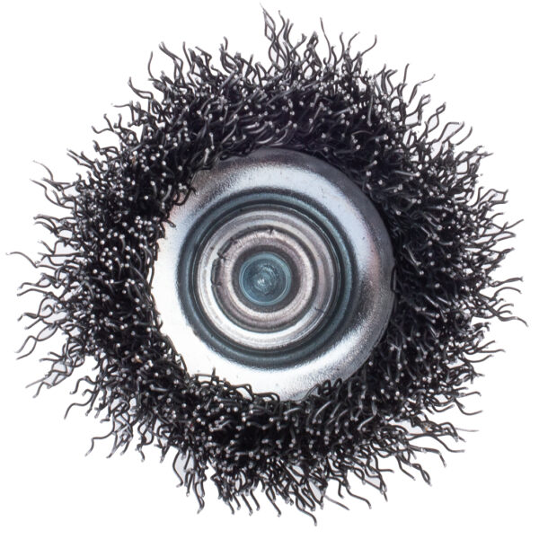 13974 - 2″ Crimped Cup Brush on 1/4″ Hex Shaft – .012 Coarse Wire - Bottom
