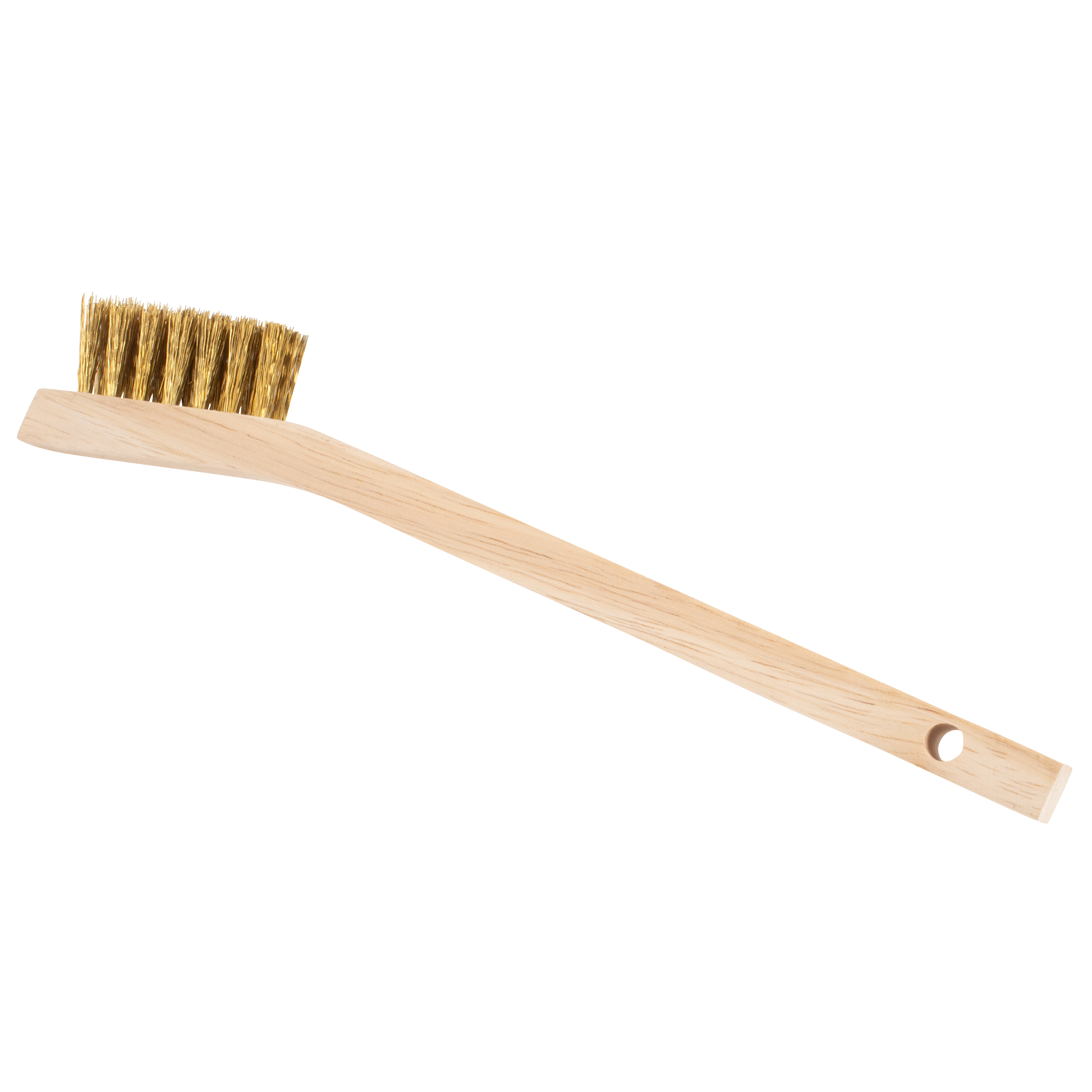 Small Brass Scratch Brush - 7 1/4 with Wooden Handle. - Shark