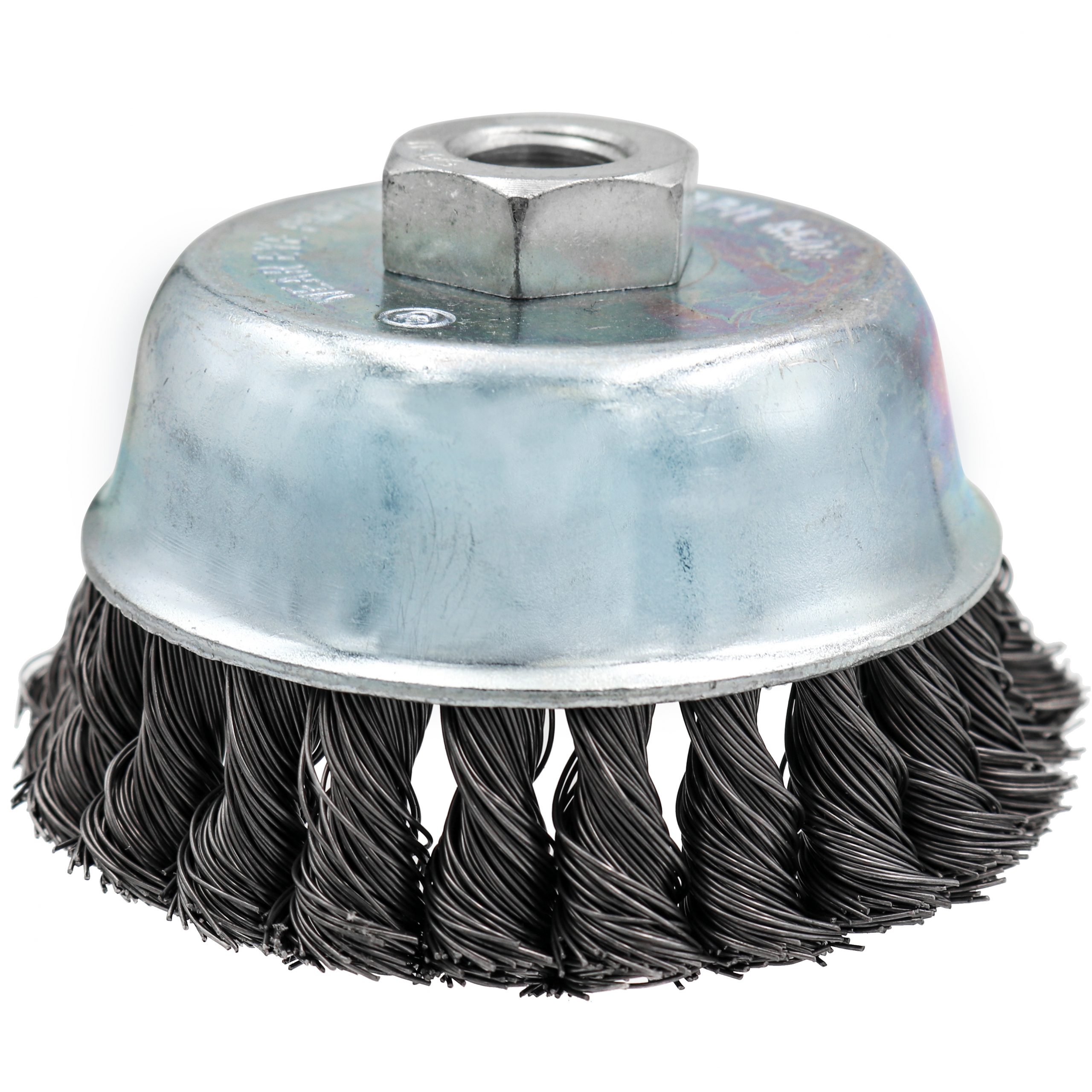 4" Single Row Knotted Cup Brush .020 Steel Wire Shark Industries