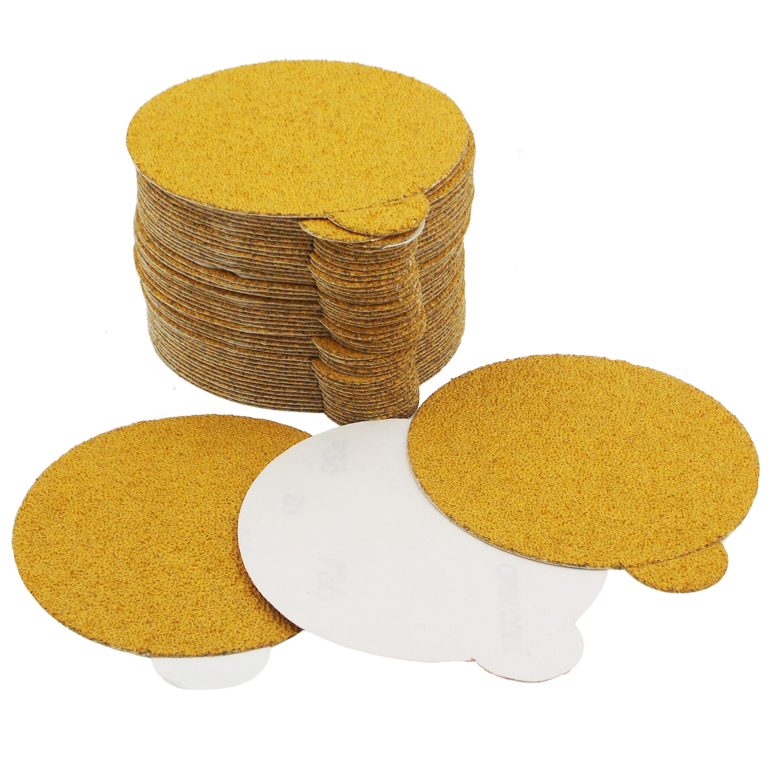 LIMITED STOCK! 50 PK | 5" PSA Gold Discs- 36 Grit - Extra Strong, Pressure Sensitive Adhesive Backing - Image 2