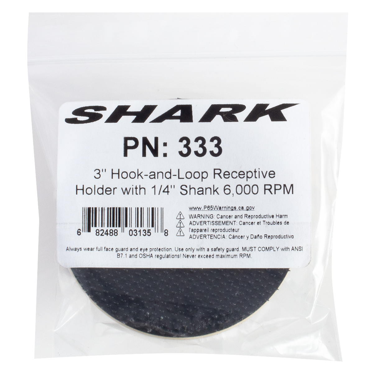 Shark - 3 Hook-and-Loop Receptive Holder with 1/4 Shank 333