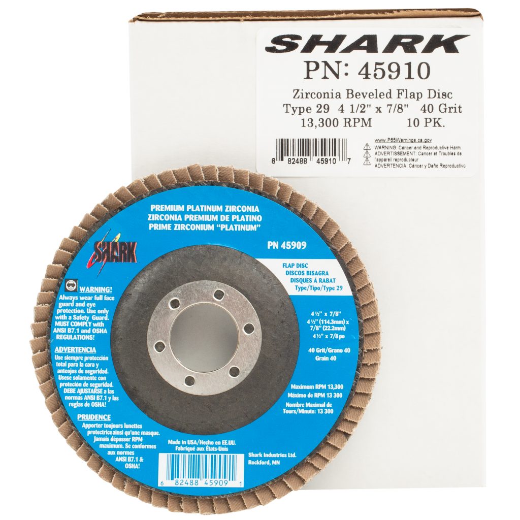 10 PK Flap Disc Type 29 Beveled Zirconia (Premium) 4.5" x 7/8