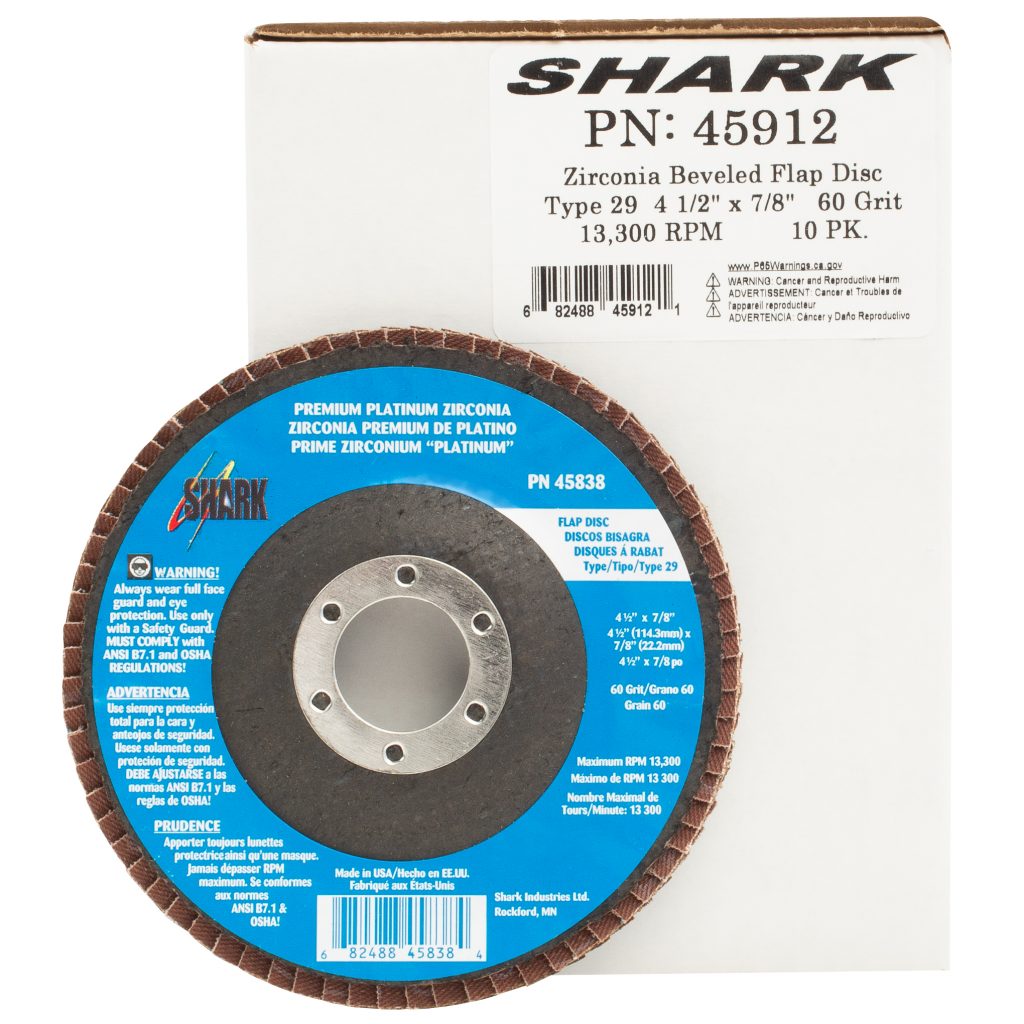 10 PK Flap Disc Type 29 Beveled Zirconia (Premium) 4.5" x 7/8