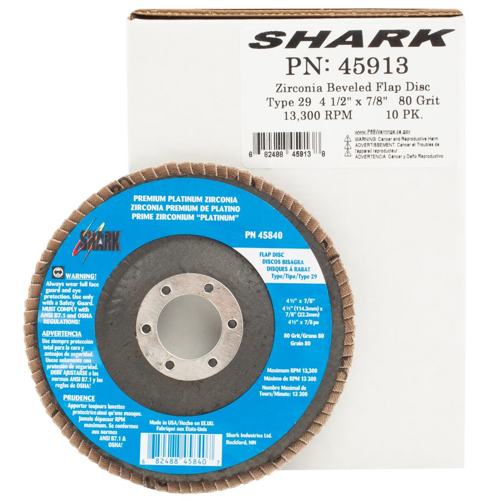 10 PK Flap Disc Type 29 Beveled Zirconia (Premium) 4.5" x 7/8