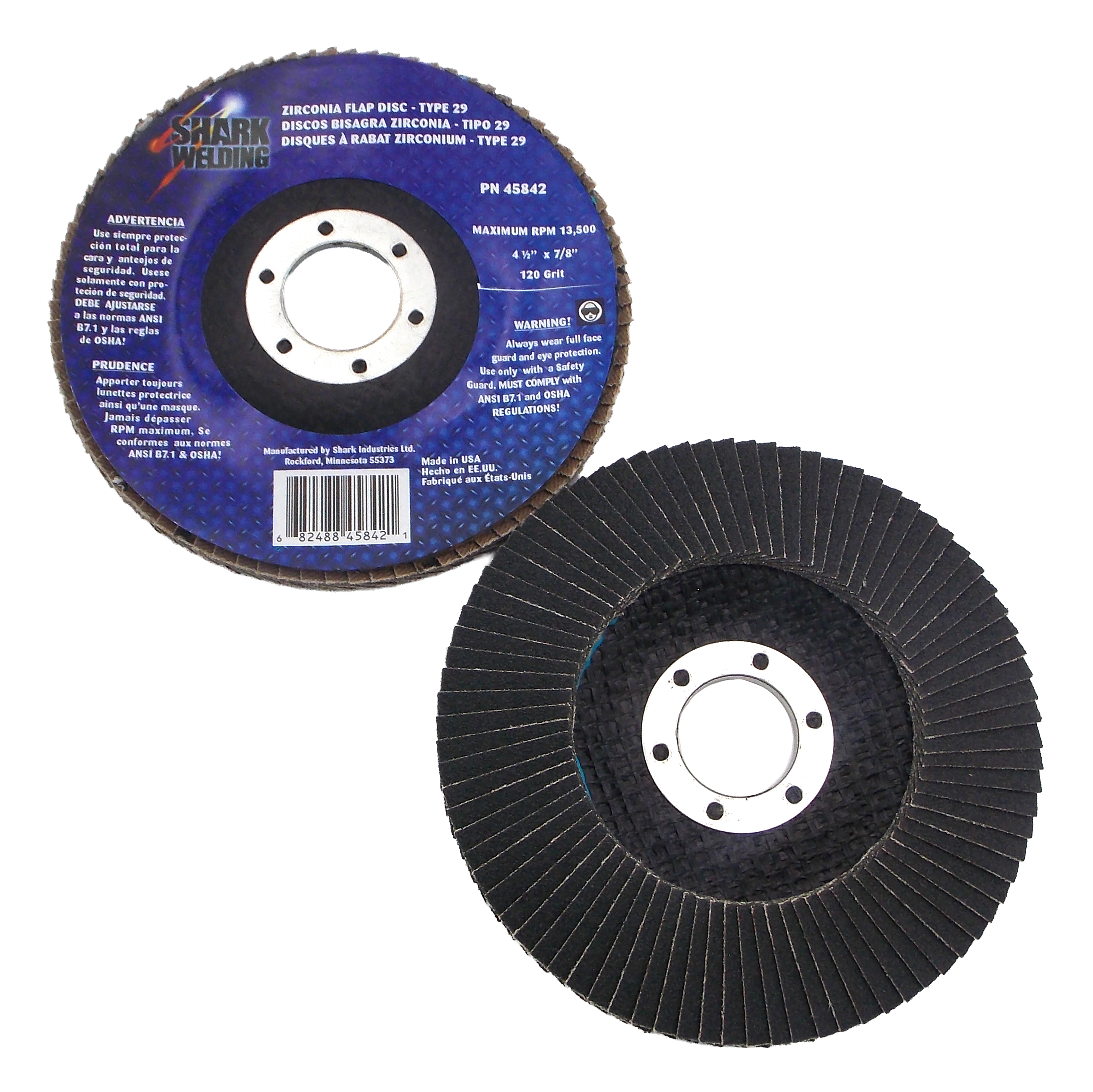 10 PK | Flap Disc - Type 29 - Beveled Zirconia (Premium) - 4.5" x 7/8" - 120 Grit - Image 2