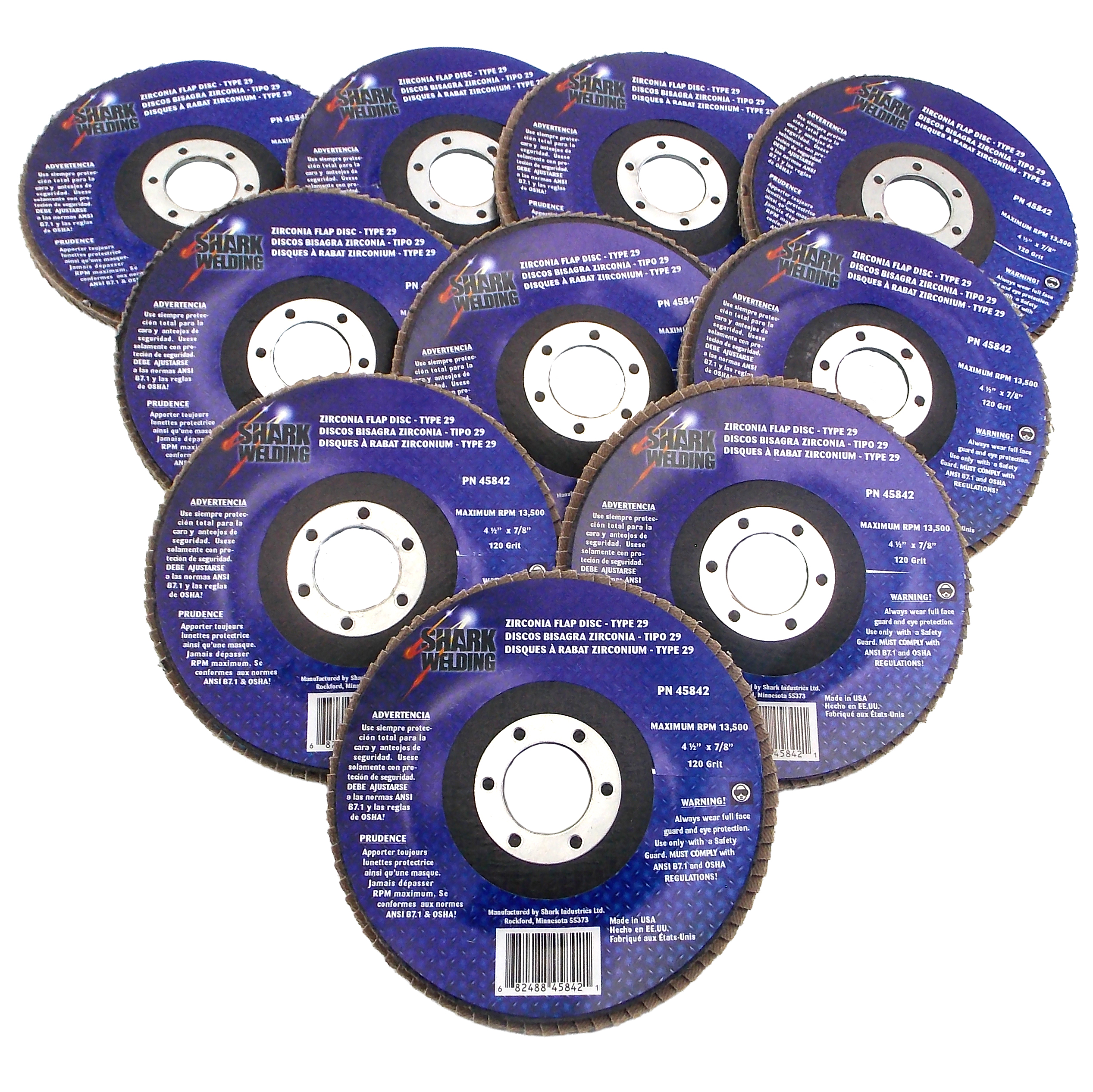 10 PK | Flap Disc - Type 29 - Beveled Zirconia (Premium) - 4.5" x 7/8" - 120 Grit - Image 3