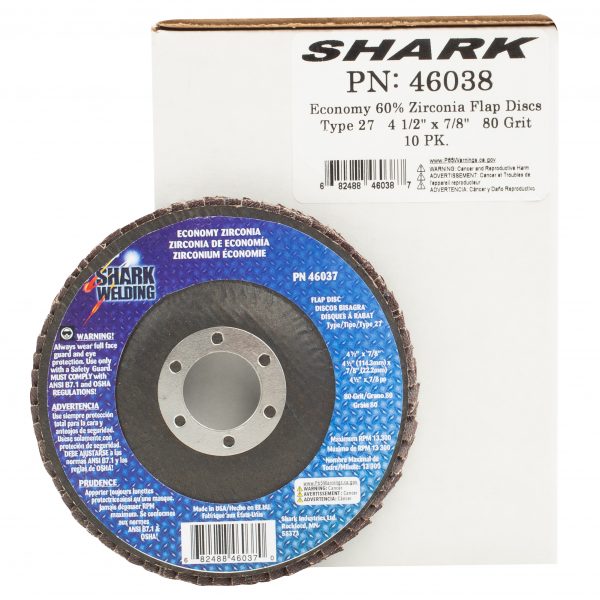 10 PK | Flap Disc - Type 27 - Zirconia (Economy) - 4.5" x 7/8" - 80 Grit