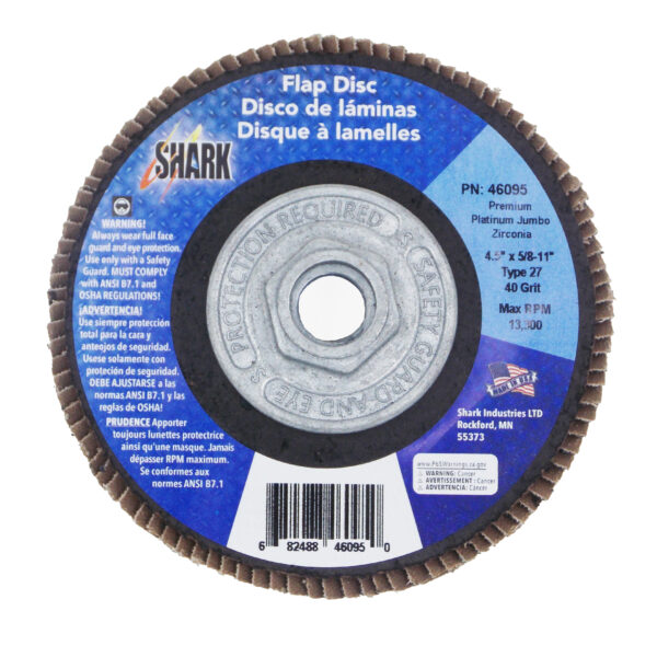 1 PK | Flap Disc - Type 27 - Jumbo Zirconia (Premium) - 4.5" x 5/8"-11 - 40 Grit