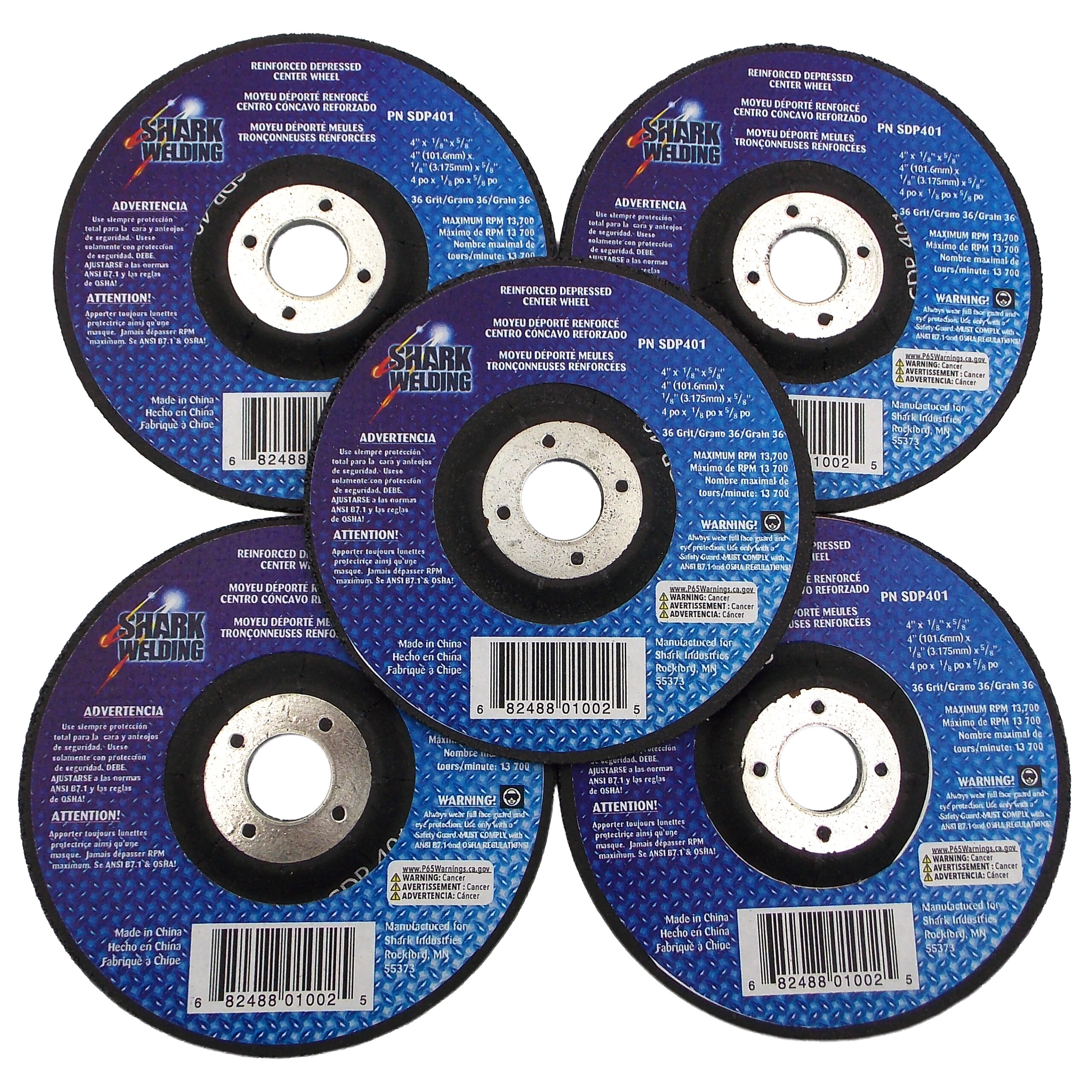 5 PK | Depressed Center Type 27 Grinding Wheels - Hubless. 4" x 1/8" x 5/8" - 36 Grit - Image 4