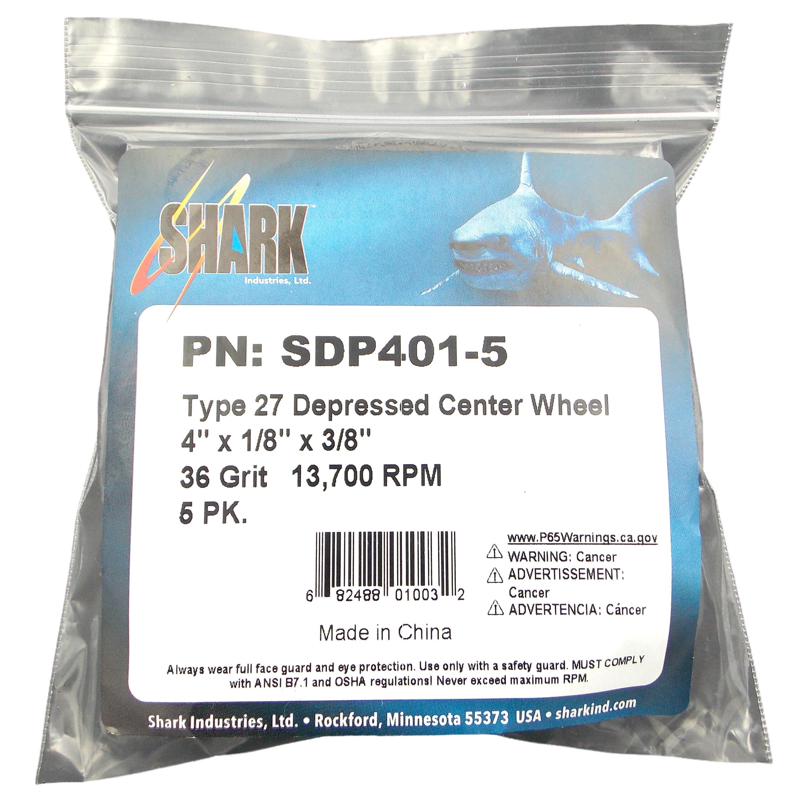 5 PK | Depressed Center Type 27 Grinding Wheels - Hubless. 4" x 1/8" x 5/8" - 36 Grit - Image 5