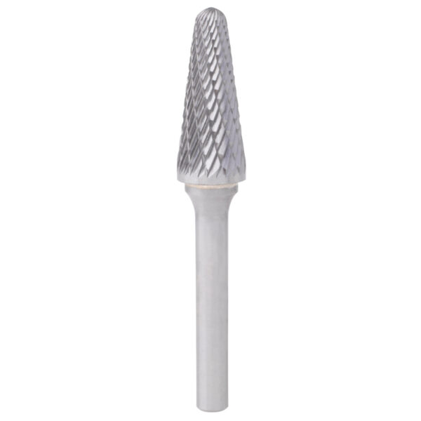 Carbide Bur - Double Cut Tree Pointed - 1/2" Diameter with 1/4" Shank (BT27)