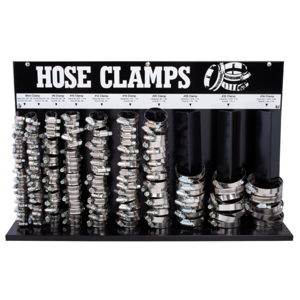 221 Pcs. Hose Clamp Rack & Hose Clamp Assortment