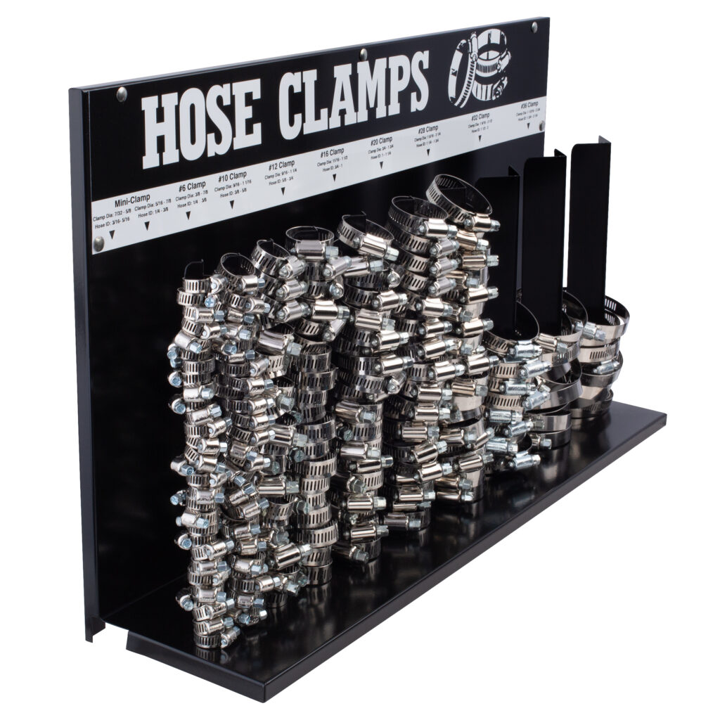 221 Pcs. Hose Clamp Rack & Hose Clamp Assortment Shark Industries