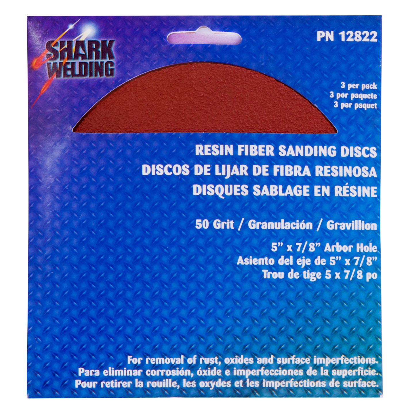 3 PK 5"50 Grit Resin Fiber Grinding Discs 7/8" Arbor Hole Shark
