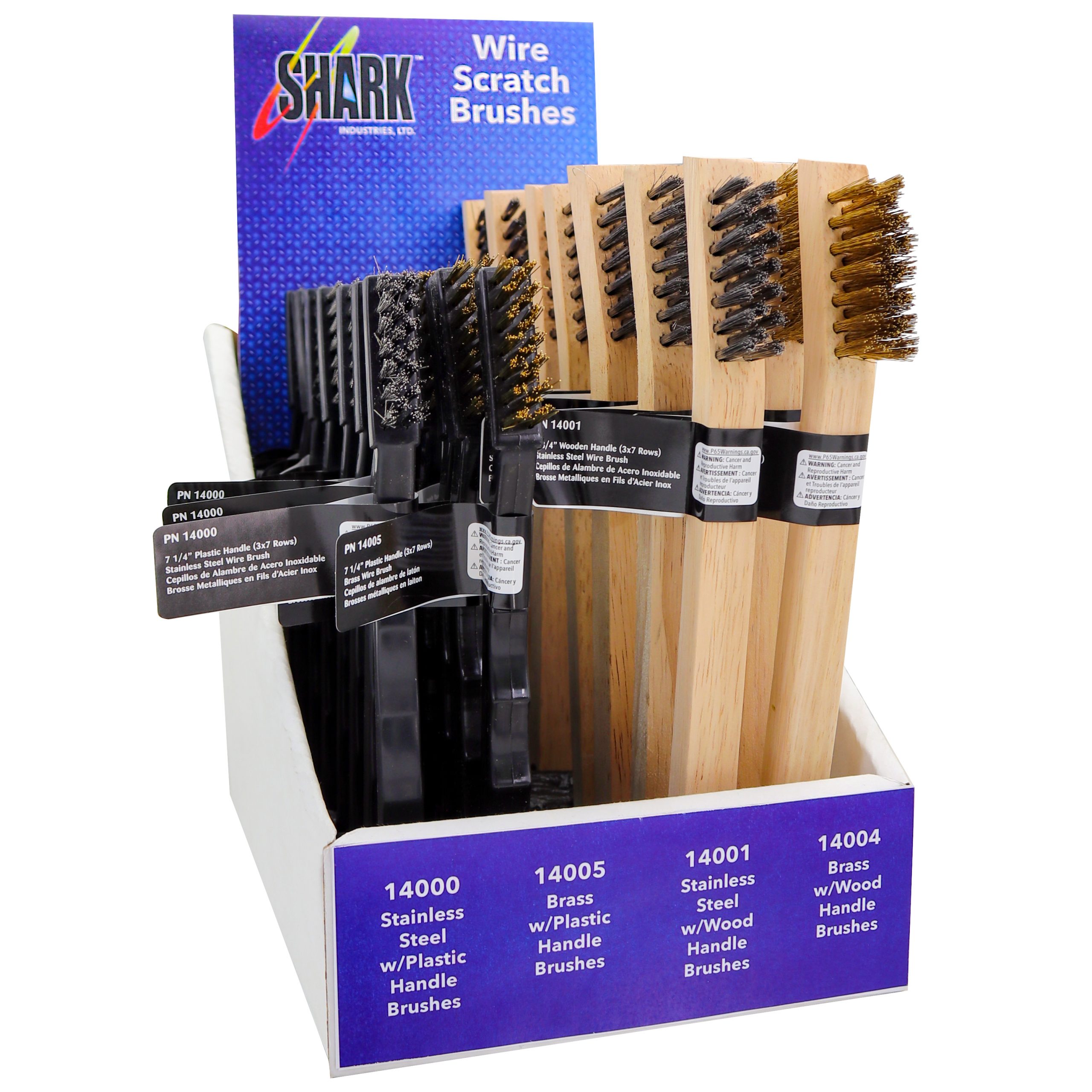 Small Brass Scratch Brush - 7 1/4 with Wooden Handle. - Shark