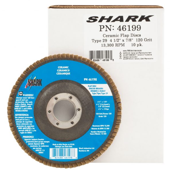 10 PK | Flap Disc - Type 29 - Beveled Ceramic - 4.5" x 7/8" - 120 Grit