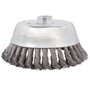 thumbnail image 2 of Forney 72756 6-Inch Knotted Wire Cup Brush – 5/8-11 Threaded Arbor For Angle Grinders 2 of 6