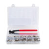91 Piece Pinch type Hose Clamp Set with Crimping Tool included.