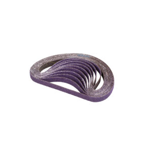 Aggressive grit mini ceramic belts designed for heavy stock removal in tight spaces.