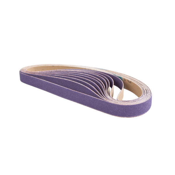 Fine grit belts for smooth finishing and surface prep.