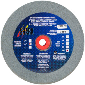 Bench Seat Grinding Wheel - Size 6" x 3/4" Thick x 1" Arbor - 100 Grit - Aluminum Oxide
