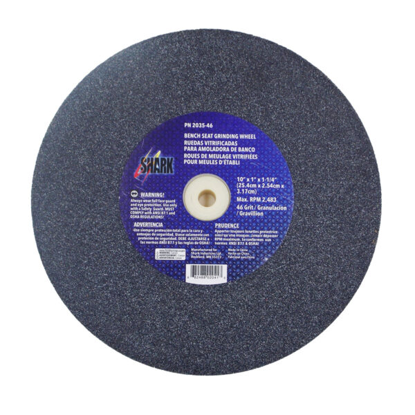 Bench Seat Grinding Wheel - Size 10" x 1" Thick x 1-1/4" Arbor - 46 Grit - Aluminum Oxide