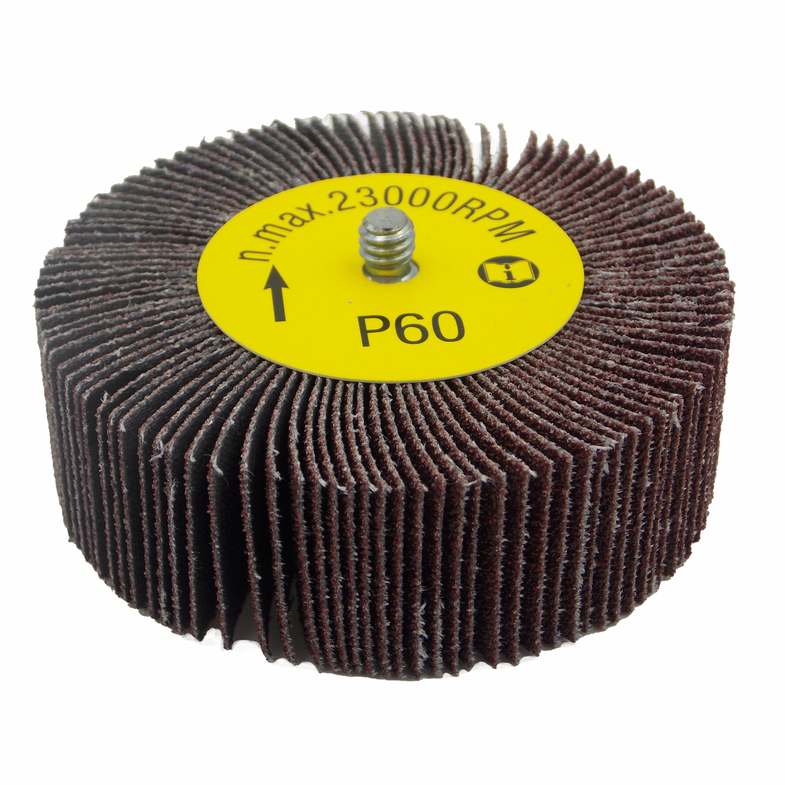 5 PK | Flap Wheel - 3" x 1/2" x 1/4"-20 Male Thread - 60 Grit - Image 4